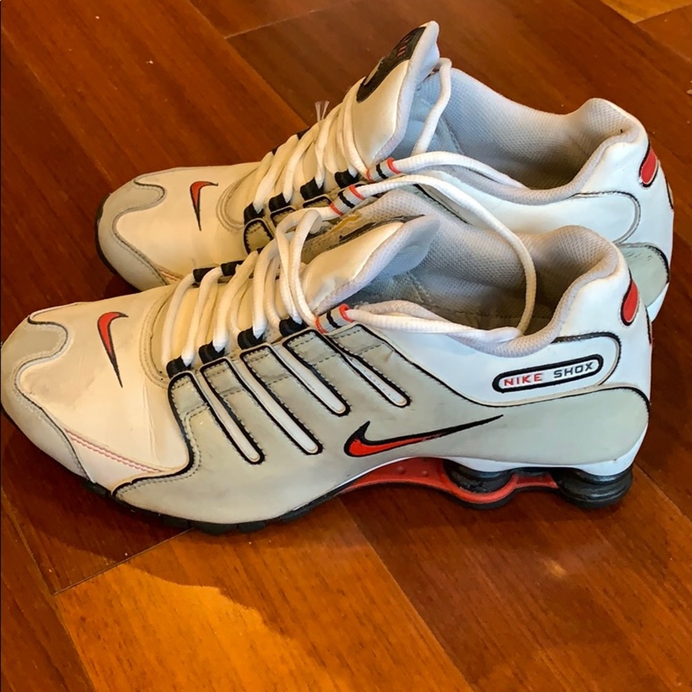 Nike Shox in white and red accent